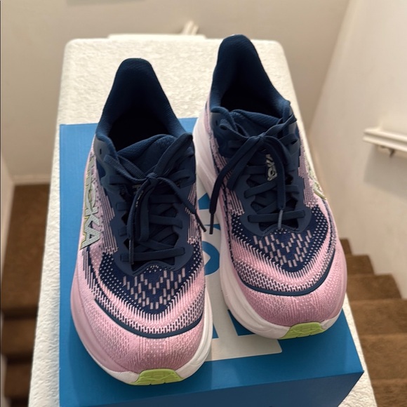 Hoka Skyflow Pink and Navy Athletic Shoes - Picture 2 of 7